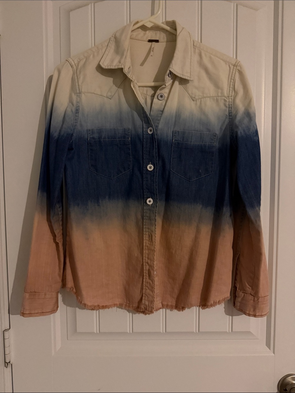 Free people Ombre Button-Up Shirt in Cream, Blue & Peach